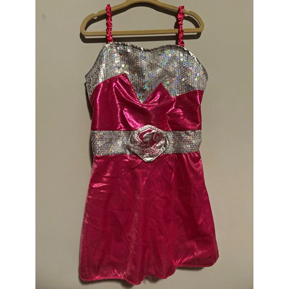 Just Play Barbie Costume Dress Pink Silver Sequin Girls Size 4-6X 26444601
